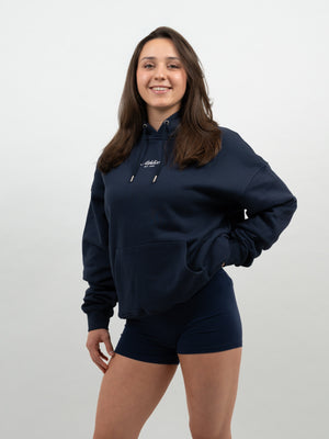 Running Club Essentials Hoodie in Night Blue, Frontansicht.