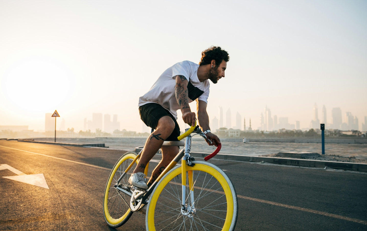 A man cycling